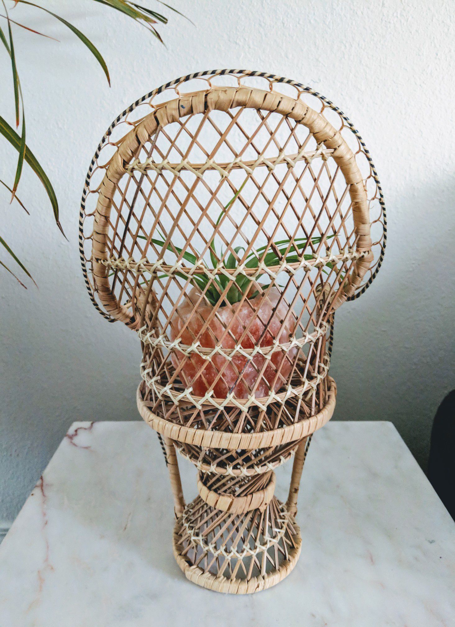 vintage wicker chair plant stand