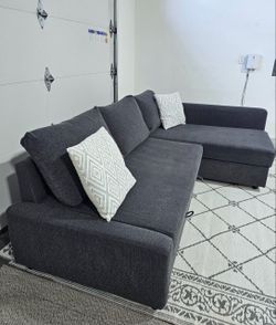 Dark Gray Sectional Sleeper Sofa with Storage Chaise