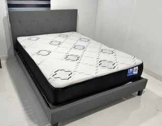 Bed Frame Gray Full Size New (Mattress Sale For Separated )