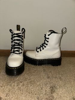 Dr. Martens White Platform Lace-Up Boots