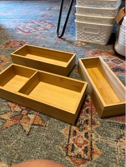 Set of 3 wooden drawer organizers