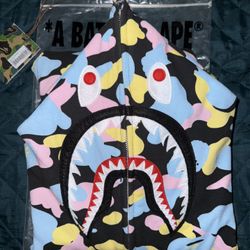 BAPE Multi Camo 2nd Shark Full Zip Hoodie “Black”