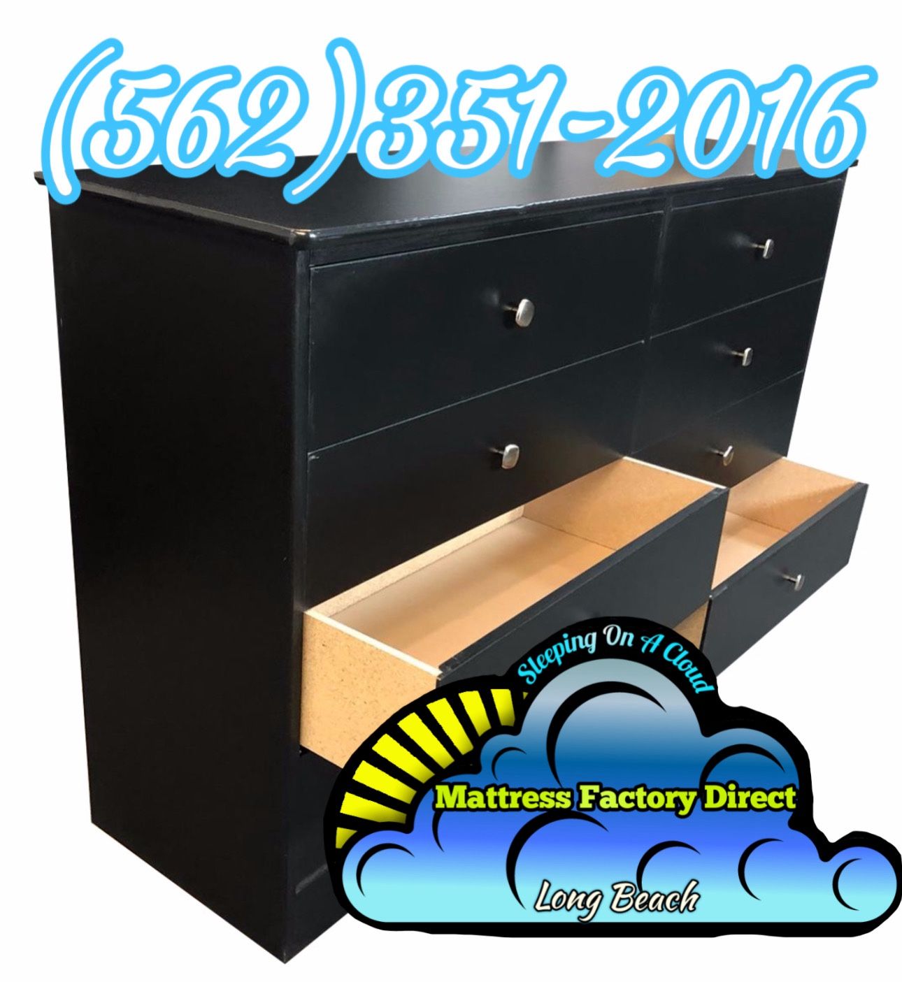 Night Black 8 Drawer Chest New