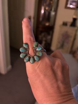 Sterling Silver Turquoise Cluster Ring