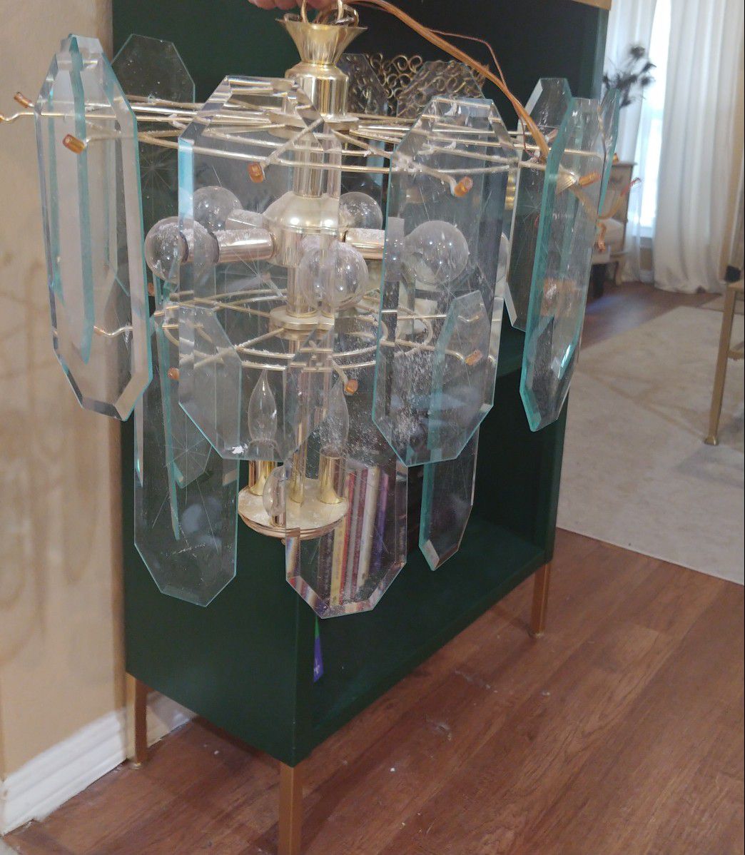 Two Beautiful Vintage Retro Glass Chandeliers