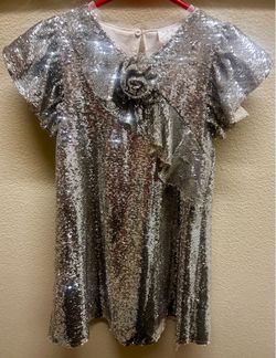 Zara Shiny Goldish Silver Bling Toddler Dress Size 7
