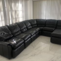 Used Real Leather Sectional W/ Pullout Sleeper 