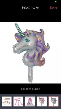 Unicorn balloons $6 each