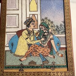 Beautiful Handmade And Hand Painted Vintage Wooden Jewelry Box With Glass Painting And  Inlay Design King And Queen 