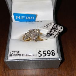 Forever Bride Women 10k Yellow Gold 1 CCTW Pear Cluster Ring - 7