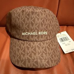 Michael Kors MK Monogram Baseball Cap Unisex Adjustable Hat Brown One Size NWT