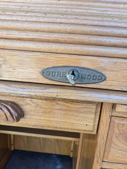 Sure Wood Oak Roll-Top Desk 47" tall. 37" wide. 24 " depth