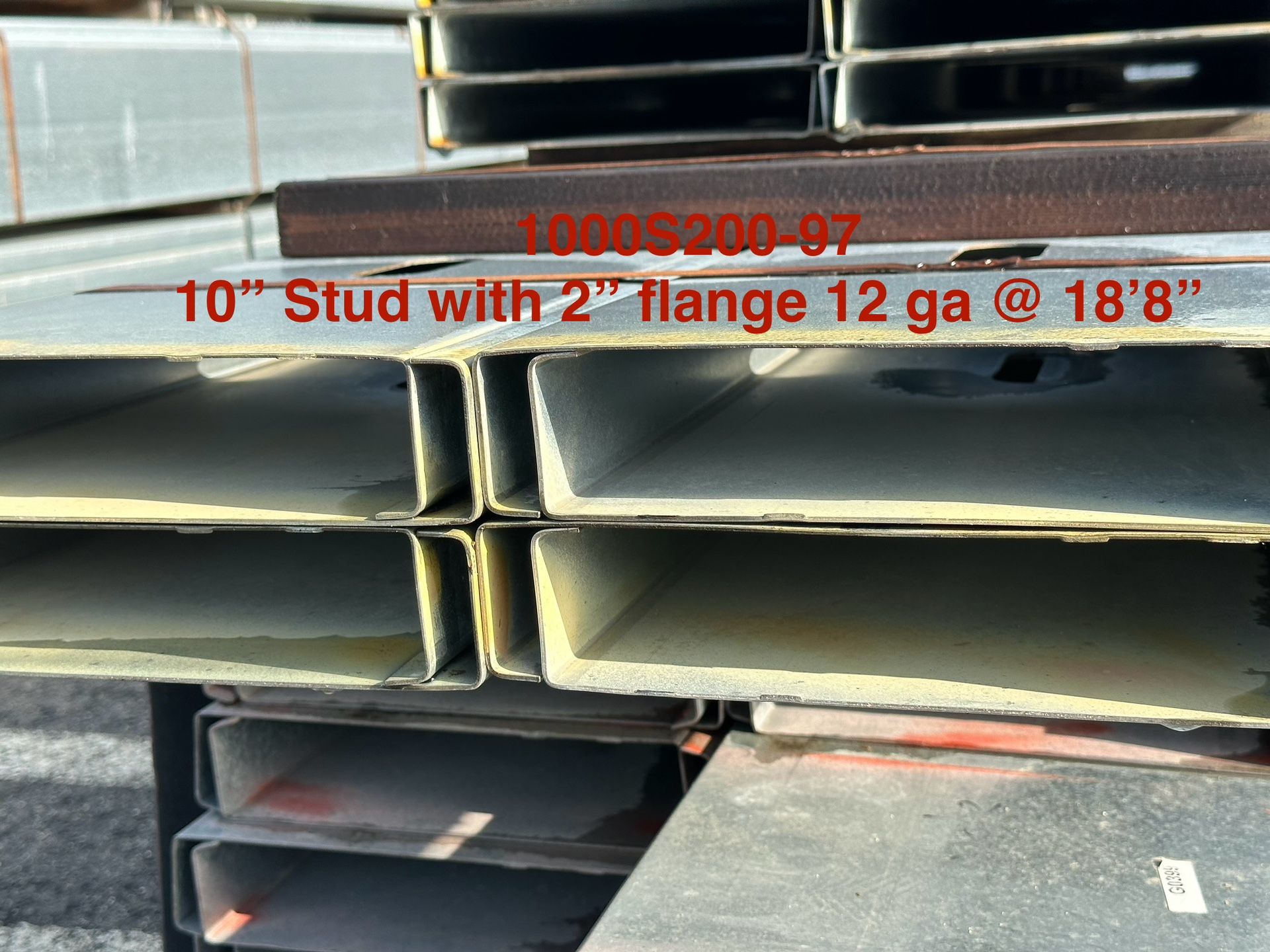 10” Steel Studs with 2” Flange 12 Gauge @ 18’ 8”