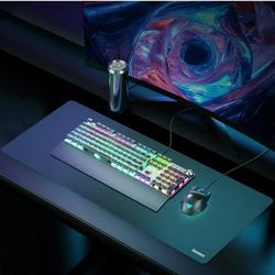  Ultra-Thin Gaming Mousepad, Extended Mouse Mat, Non-Slip Rubber Base Keyboard Pad, Big & Long Computer Mat for Desk, Black, XXXL