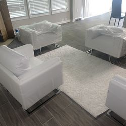 4 White Accent Chairs For Living Room Or Office