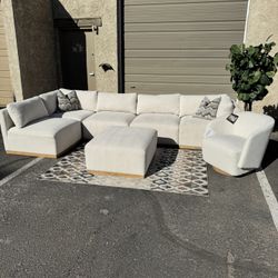 Modern Beige Modular Sectional & Matching Chair 
