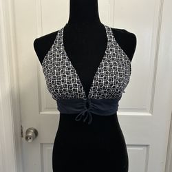 Nautica navy blue white bathing suit top size 16 summer beach pool fun women her
