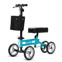 ELENKER Folding Knee Walker, Lightweight Knee Scooter for Ankle & Foot Injuries, Alternative to Crutches, Blue