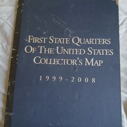 Complete  First State Quarters Of USA collectors Map  1999 through 2008.