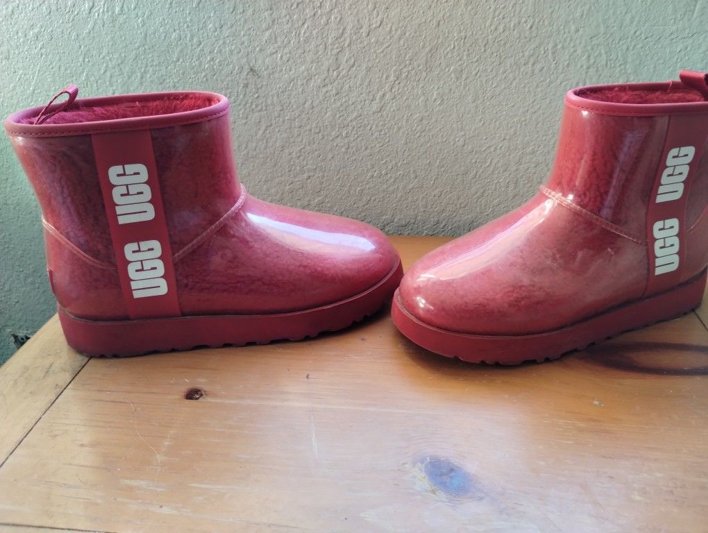 UGG Waterproof Clear Red Mini Boots