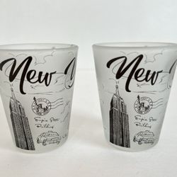 2 pcs New York Statue of Liberty Empire Building 2.5" Shot Glasses Collectible Souvenir Gift
