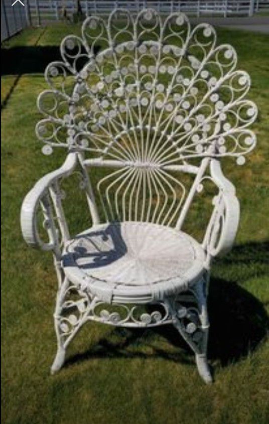 White Peacock Chair /Plant Holder