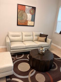 Leather Sofa and Ottoman