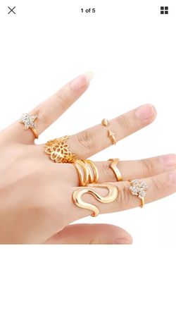 7pcs Lady Flower Star S Shaped Midi Rings