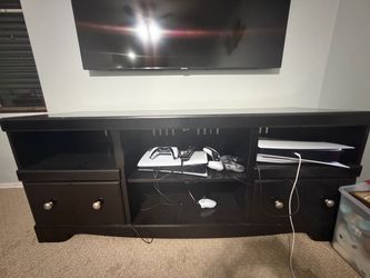 Black Wood TV Stand with Drawers