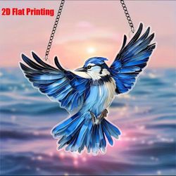 Wingspread Blue Jay Stained-Glass Suncatcher