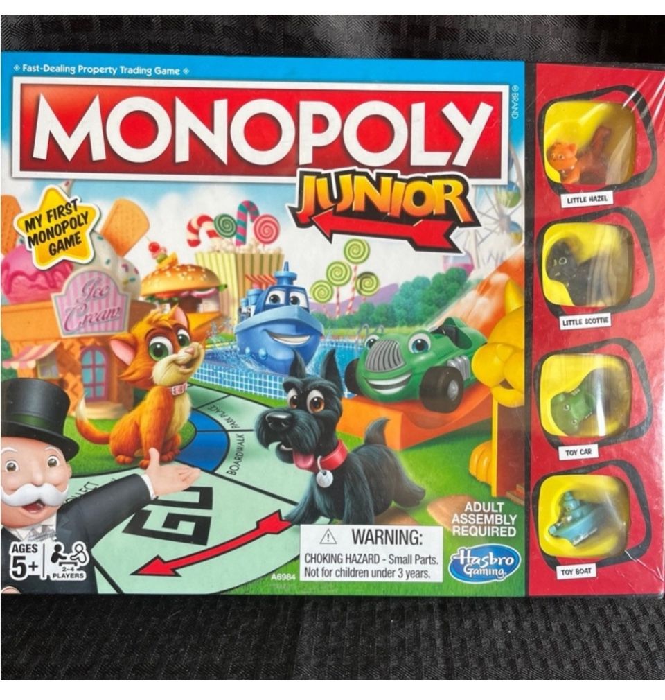 Monopoly Junior Board Game for 4 players, Ages 5 and up NEW