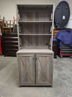 Gray Rustic Tall Bar Cabinet
