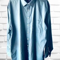 Stafford Mens 2XL Travel Easy Care Broadcloth Long Sleeve Dress Shirt •Button Up