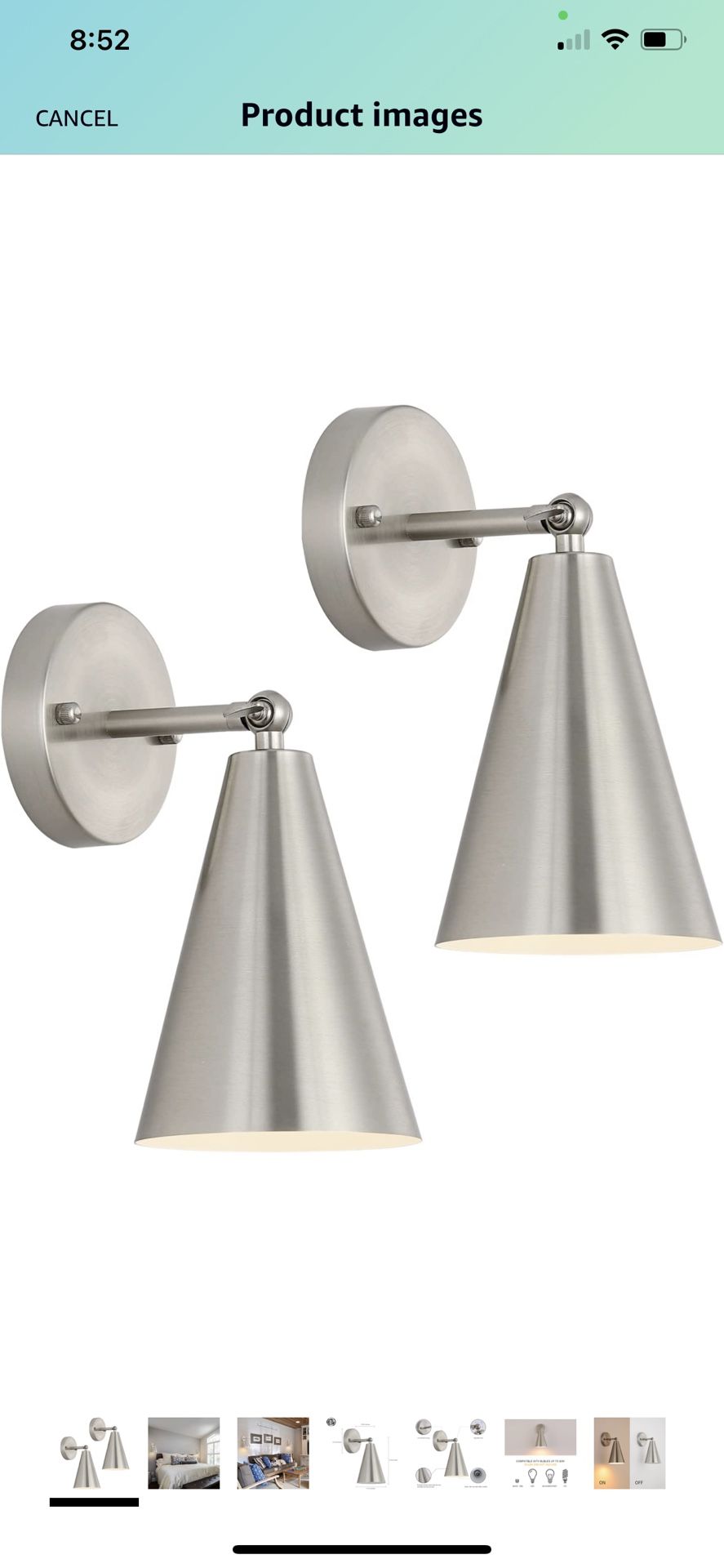 Brushed Nickel Wall Sconce Set of Two