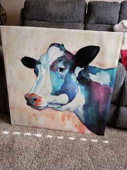 30x30  Cow Art on Canvas
