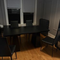Black Wooden Dining Table And Chairs