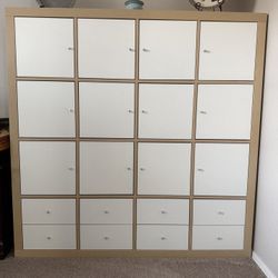 IKEA EXPEDIT shelving Unit 58 5/8x58 5/8” Birch Effect w/white