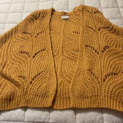 Mustard Yellow Sweater Cardigan Knitted