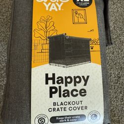 EveryYay Happy Place Grey Blackout Dog Crate Cover 43.25" L X 29" W X 29.5" H