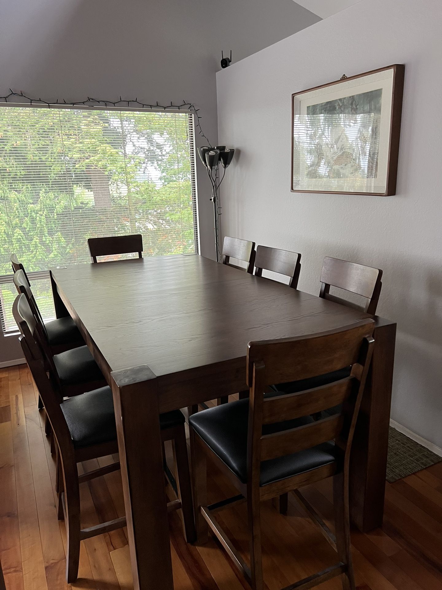Cherry Wood Dining Table - With Leather Chairs