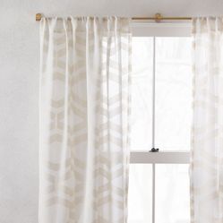 West elm Semi-Sheer Clipped Jacquard Curtains (2 Panels) - Alabaster