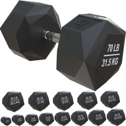Prism Dumbbell For Strength Training - 5 Lb To 70 Lb Rubber Encased Cast Iron For Gym And Home Workout By Nordic Lifting