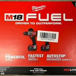 Milwaukee M18 FUEL Combo Kit Hammer Drill, Impact Driver 5.0Ah Batteries 