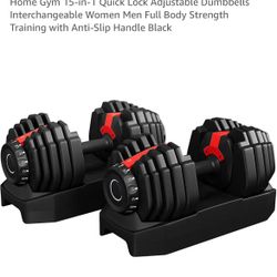 Adjustable Dumbbell Set Free Weights for Home Gym 15-in-1 Quick Lock Adjustable Dumbbells Interchangeable Women Men Full Body Strength Train
