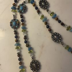 Chaps Necklace Turquoise And Colored Beads