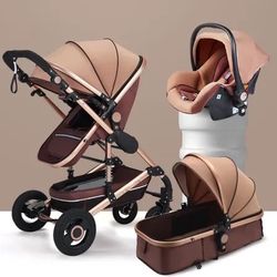 3-in-1 baby stroller (color: khaki)