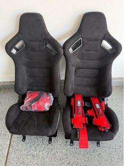 Race bucket seats suede leather with 4-Point harness belts