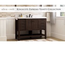 Vanity Brand New 48inch Expresso Vanity W White Marble Top And Back Splash 