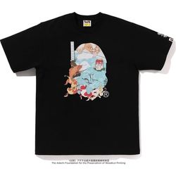 Size 2XL BAPE × UKIYO-E Tee A Bathing Ape T Shirt Black "Hyakumonogatari (One Hundred Tales) -Goldfish-"