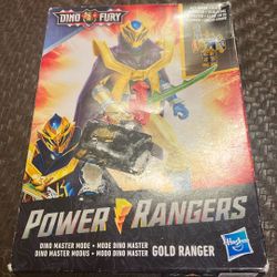 Power Rangers Dino Master Mode 6" Figure Dino Fury With Weapon Gold Ranger